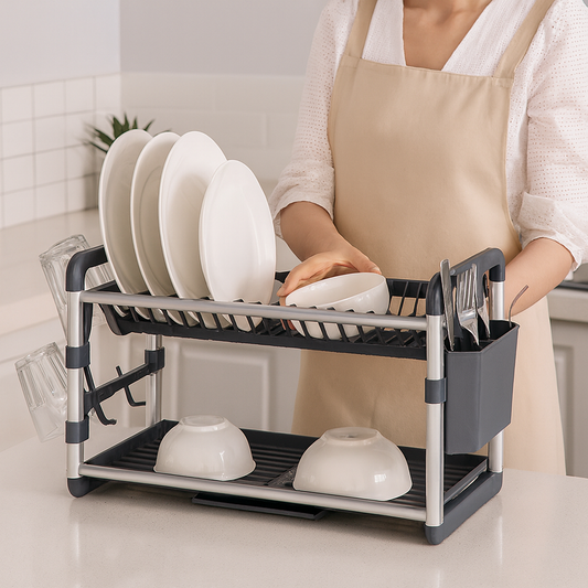 Égouttoir à Vaisselle Design en Aluminium Premium I Anti-Rouille & Durable