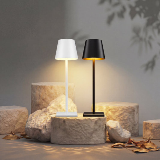Lampe de table à LED sans fil – Rechargeable, tactile à intensité variable (3 modes d'éclairage), (blanc, noir)