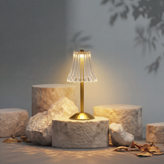 Lampe de Table LED en Cristal de Luxe – Tactile Rechargeable et Dimmable (3 Modes d'Éclairage)