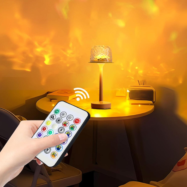Lampe LED RVB effet Vague – Lumière d'ambiance sans fil rechargeable avec télécommande