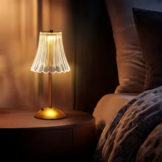 Lampe de Table LED en Cristal de Luxe – Tactile Rechargeable et Dimmable (3 Modes d'Éclairage)