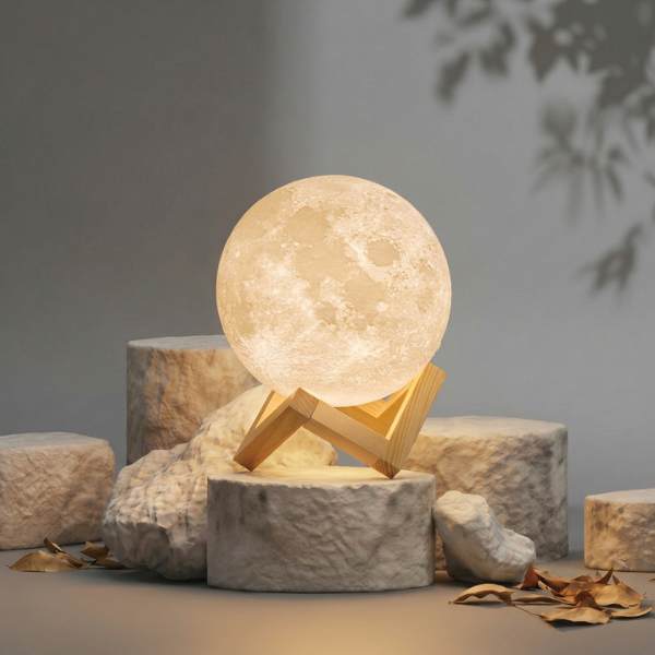 Lampe LED Lune 3D – Veilleuse LED 16 couleurs avec commande tactile et à distance (rechargeable par USB)