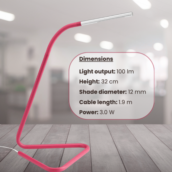 Lampe de bureau LED HÅRTE – Lampe de lecture moderne et flexible (Rose et argent, alimentée par USB)
