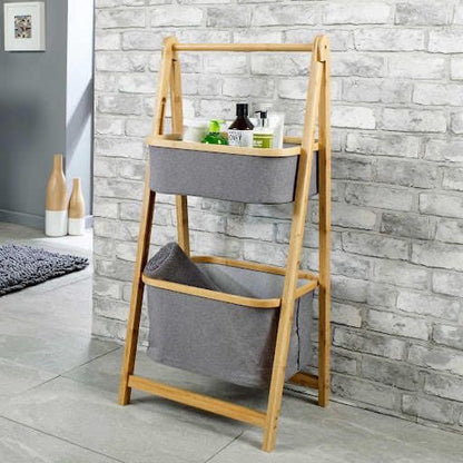 Meuble de Rangement 2 Niveaux en Bambou I Style Moderne & Gain de Place