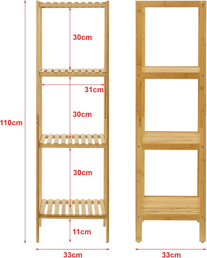 Étagère Colonne 3 Niveaux en Bambou I Hauteur 100 cm