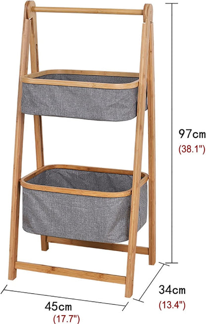 Meuble de Rangement 2 Niveaux en Bambou I Style Moderne & Gain de Place
