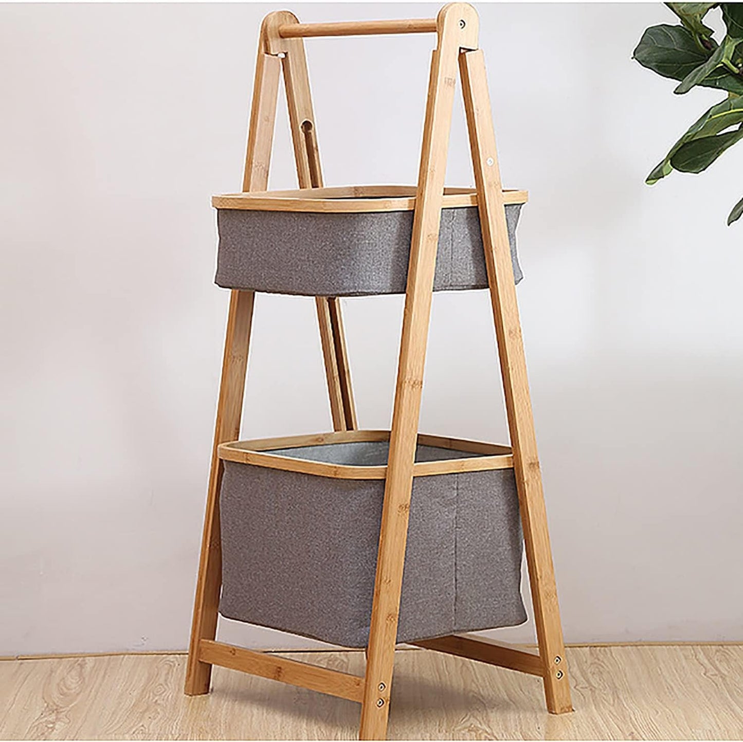 Meuble de Rangement 2 Niveaux en Bambou I Style Moderne & Gain de Place