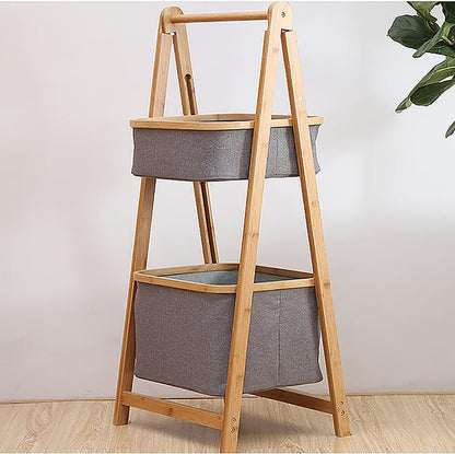 Meuble de Rangement 2 Niveaux en Bambou I Style Moderne & Gain de Place