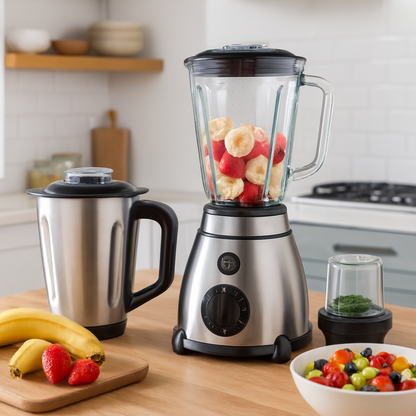 Mixeur Blender 3-en-1 I Bol en Verre 1.5L
