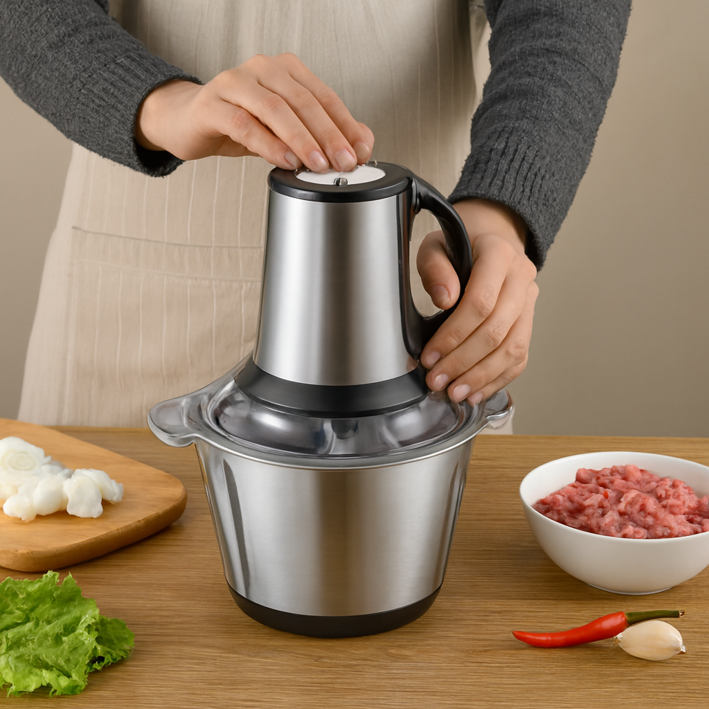 Hachoir Électrique Haute Performance 3L & 7 Lames Inox