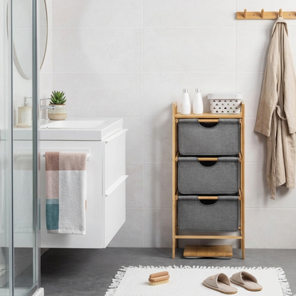 Meuble de Rangement 3 Niveaux en Bambou I Style Scandinave