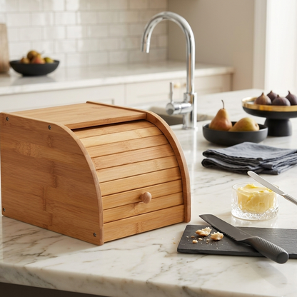Boîte à Pain Compacte Bambou Naturel