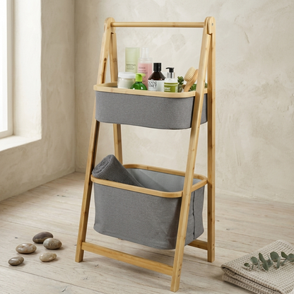 Meuble de Rangement 2 Niveaux en Bambou I Style Moderne & Gain de Place