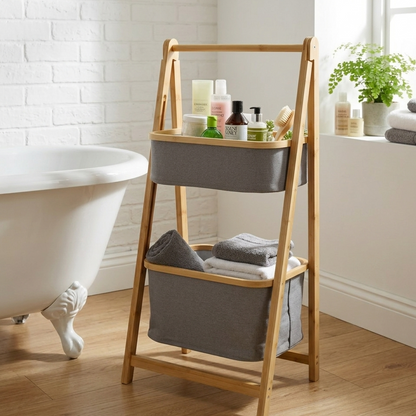 Meuble de Rangement 2 Niveaux en Bambou I Style Moderne & Gain de Place