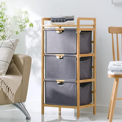 Meuble de Rangement 3 Niveaux en Bambou I Style Scandinave