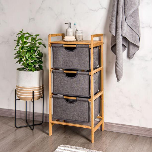 Meuble de Rangement 3 Niveaux en Bambou I Style Scandinave
