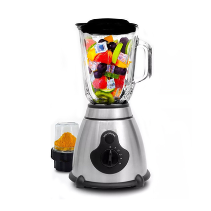 Mixeur Blender & Bol en Verre 1.5L Inoxydable 4 Lames