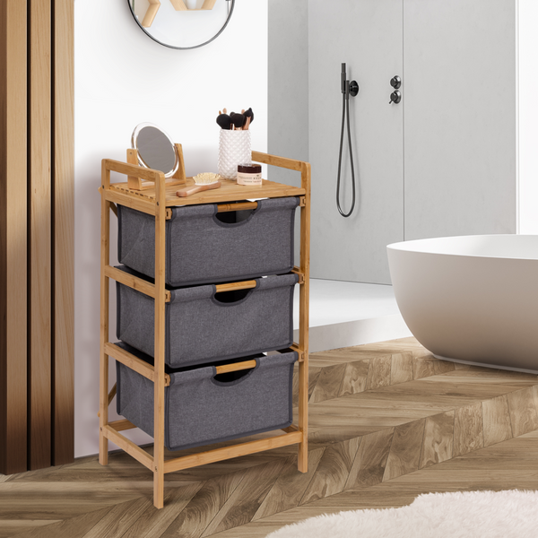 Meuble de Rangement 3 Niveaux en Bambou I Style Scandinave