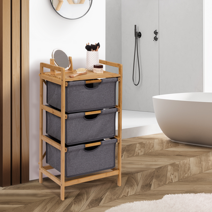 Meuble de Rangement 3 Niveaux en Bambou I Style Scandinave